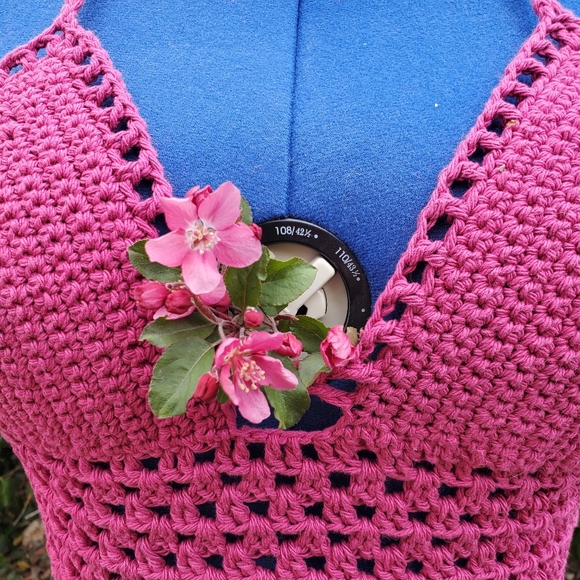 Custom Crochet Summer Beach Halter Boho Top - Picture 4 of 4